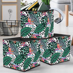 Tropical Floral With Exotic Flowers On Leopard Storage Bin Storage Cube