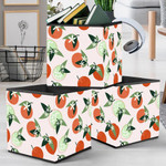 Orange Tangerines With Branches Flowers And Leaves Storage Bin Storage Cube