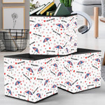 Heart Background With USA Flag Colored Umbrella Illustration Storage Bin Storage Cube