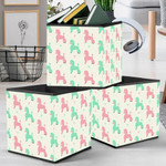 Funny Colorful Poodle Dogs Pink And Green Storage Bin Storage Cube