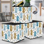 Poodle Dogs And Bone On A White Background Storage Bin Storage Cube