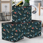 Turtle Decorated With Floral Ornaments Vintage Colorful Storage Bin Storage Cube