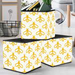 Natural White Background With Gold Bee Storage Bin Storage Cube