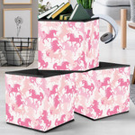 Watercolor Light Pink Camo Girly Unicorn Horse Pattern Storage Bin Storage Cube