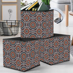Mandala Motif Background With Gray And Orange Colors Storage Bin Storage Cube