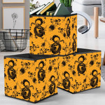 Cool Black Chineses Dragons And Flowers Storage Bin Storage Cube