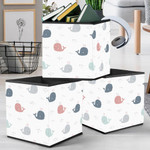 Cute Baby Whale With Water Spout In The Sea Themed Design Storage Bin Storage Cube