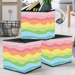 Abstract Wavy Pattern With Outline Monochrome Pastel Rainbow Tones Storage Bin Storage Cube