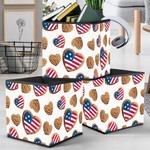 Biscuit With The Flag Of USA For Valentines On White Background Storage Bin Storage Cube