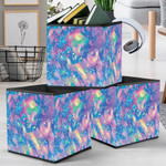 Watercolor Pink And Blue Splashes Smudges Camouflage Pattern Storage Bin Storage Cube