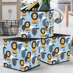 Funny Lions With Trees Rain And Clouds Storage Bin Storage Cube