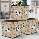 Cheerful Cow And Dairy Products Doodle Style Storage Bin Storage Cube