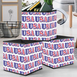 USA Sign With Stripes And Stars For Patriotic Pattern Storage Bin Storage Cube