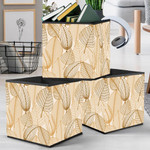 Modern Abstract Geometric Outline Brown Leaves Silhouette Storage Bin Storage Cube