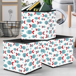 Funny Striped Turquoise Fishes With Red Mouth And Dots Pattern Storage Bin Storage Cube