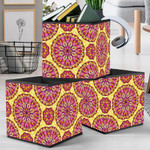 Mandala Ornament Of Circular Elements On Yellow Background Storage Bin Storage Cube