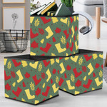 Bright Red And Yellow Rubber Boots Acorns And Fallen Tree Leaves Storage Bin Storage Cube