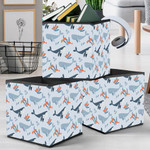 Drawing Cute Blue Whales And Little Fishes In The Sea Design Storage Bin Storage Cube