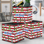 4th Of July Independence Day American Flag Texture Pattern With Christmas Trees Storage Bin Storage Cube