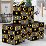 Golden Moon And Sun On Black And Gray Checkered Storage Bin Storage Cube