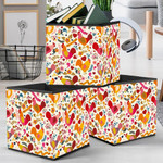 Colorful Chicken With Heast And Tropical Plants Storage Bin Storage Cube