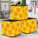 Sleeping Sun And Abstract Elements On Yellow Background Storage Bin Storage Cube