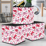 Cute Leopard With Pink Leaves On White Storage Bin Storage Cube