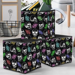 Human Skulls In Inversion And Colored Palm Leaves Storage Bin Storage Cube