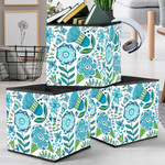 Hand Drawn Tribal Blue Butterfly And Flowers Storage Bin Storage Cube