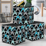 Grunge Blue And Grey Shark Mouth On Black Background Storage Bin Storage Cube