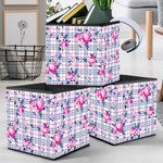 Bouquet Roses And Small Daisies On Checkered Background Storage Bin Storage Cube