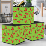 Red Cardinal Bird Flying Character Green Background Storage Bin Storage Cube