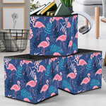 Pink Flamingos Tropical Palm Leaves And Flowers Storage Bin Storage Cube