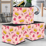 Theme Mystical Princess Crowns Butterfly And Hearts Storage Bin Storage Cube