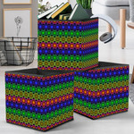 Psychedelic Colorful Ornament Multicolor Small Flowers Pattern Storage Bin Storage Cube