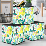 Tropical Toucan Flamingos Parrot With Leaves And Cactus Storage Bin Storage Cube