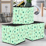 Wolf Flowers And Twigs On A Green Background Storage Bin Storage Cube