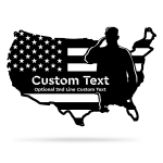 American Flag Salute Black And White Cut Metal Sign Custom Name