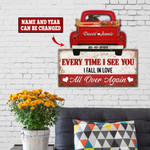 Custom Name And Year Red Car Every Time I See You Cut Metal Sign