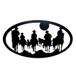 Cowboys Riding Horse And Heading Home Design Cut Metal Sign