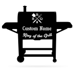 BBQ Black And White Cut Metal Sign Custom Name