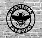 Honey Bee Family Name Cut Metal Sign