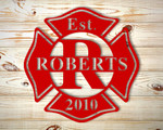 Red Firefighter Department Custom Number And Name Cut Metal Sign