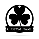 Shamrock Black And White Cut Metal Sign Custom Name