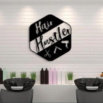 Hair Hustler With Tools Custom Name Cut Metal Sign
