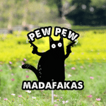 Pew Pew Madafakas Funny Black Cat With Two Guns Cut Metal Sign