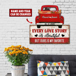 Custom Name And Year Every Love Story Is Beautiful Cut Metal Sign