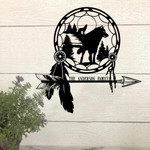Wolf In Dreamcatcher With Arrow Custom Name Cut Metal Sign