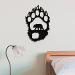 Black Bear Paw Pattern Cut Metal Sign