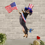 Patriotic Dachshund Black And White Background Cut Metal Sign